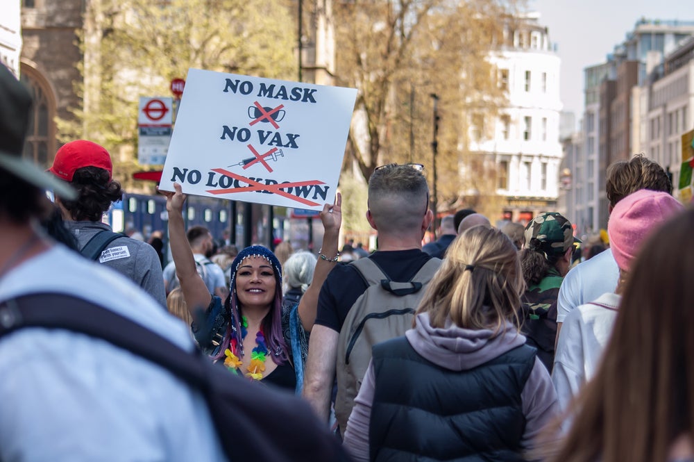 Anti-vax protesters in London