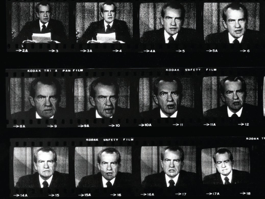 Richard Nixon Watergate scandal contact sheet photos