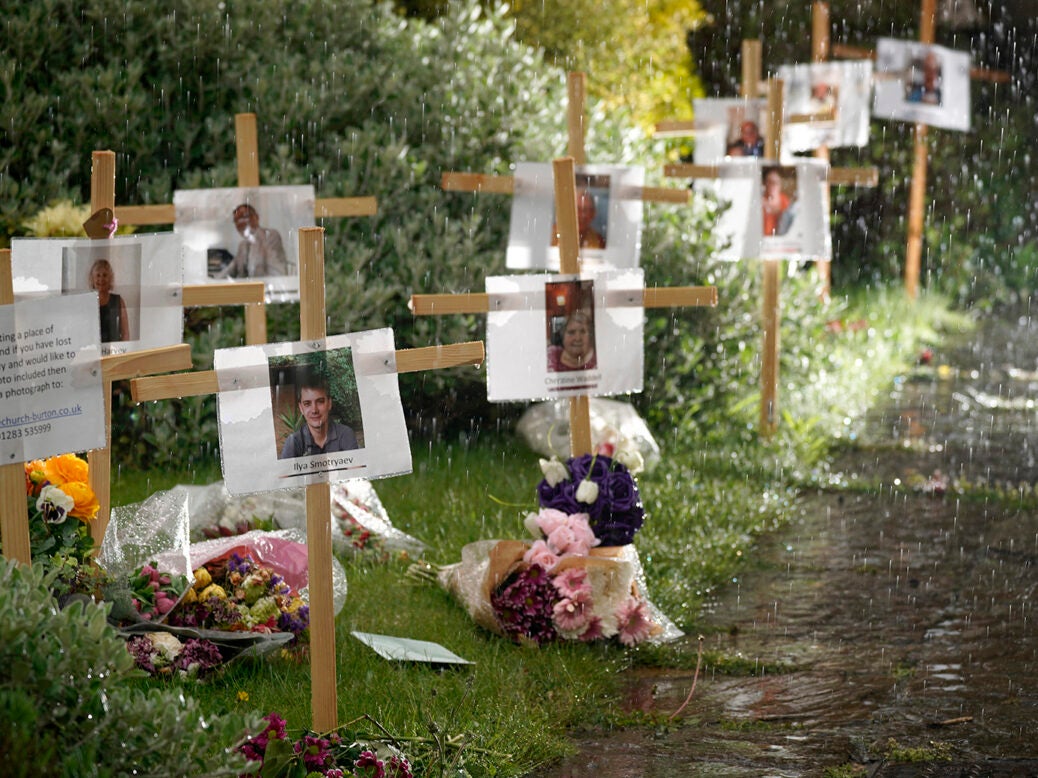 Photographs memorials those died during Covid lockdown