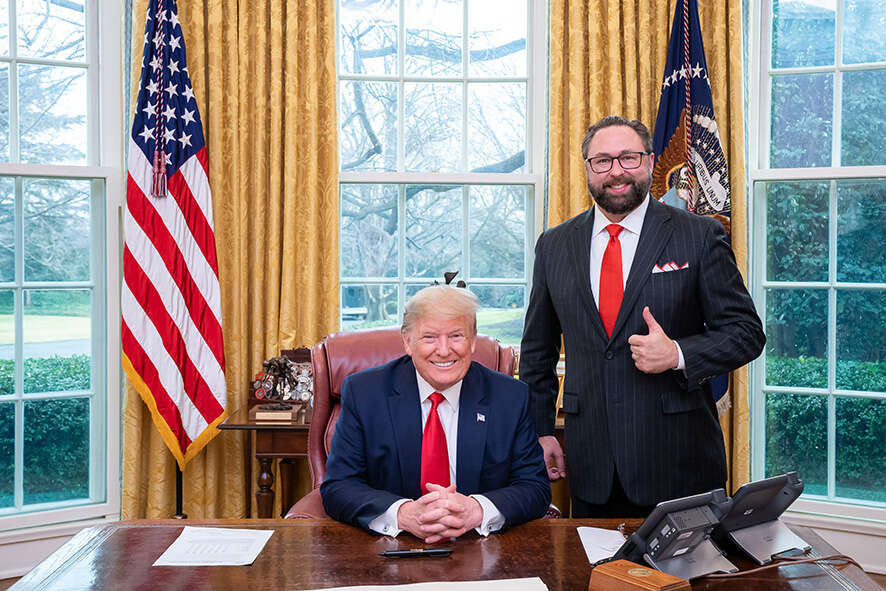 Jason Miller and Donald Trump in the White House