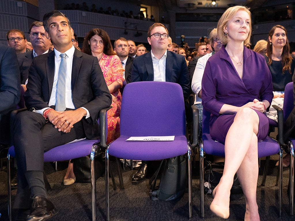 Liz Truss and Rishi Sunak before election result