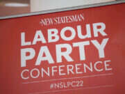 A sign showing The New Statesman events at Labour Party Conference