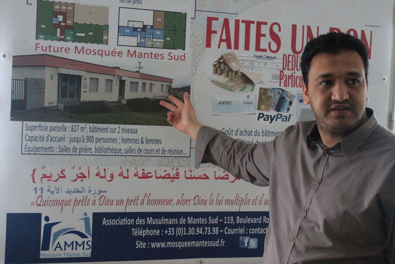 Abdelaziz explains his plans for the new mosque. Photo: Philip Kleinfeld